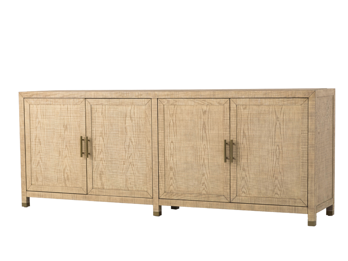 Bacara Modern Classic Wood Brushed 4 Door Sideboard 89' - Natural