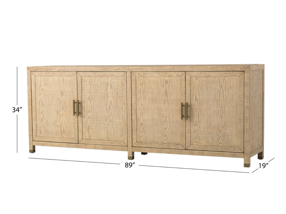 Bacara Modern Classic Wood Brushed 4 Door Sideboard 89' - Natural