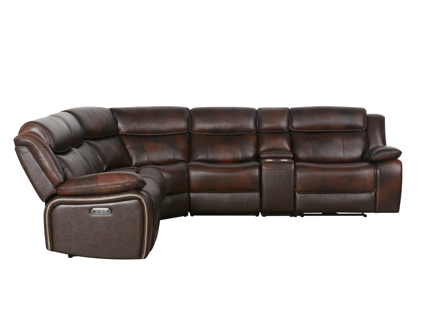 Veneta Top Grain Leather 6-pc Power Reclining Sectional
