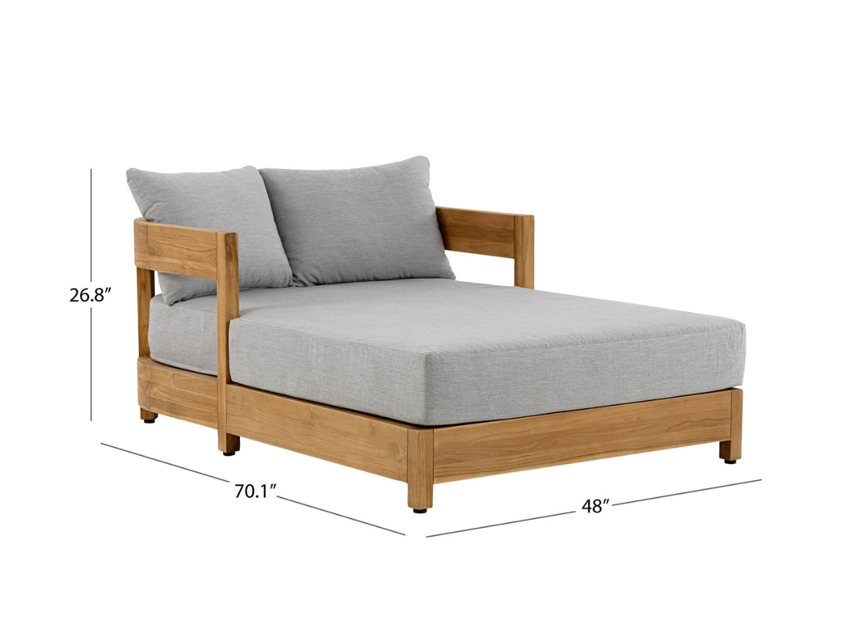 Santino® Outdoor Daybed - Gray Fabric with Teak Frame