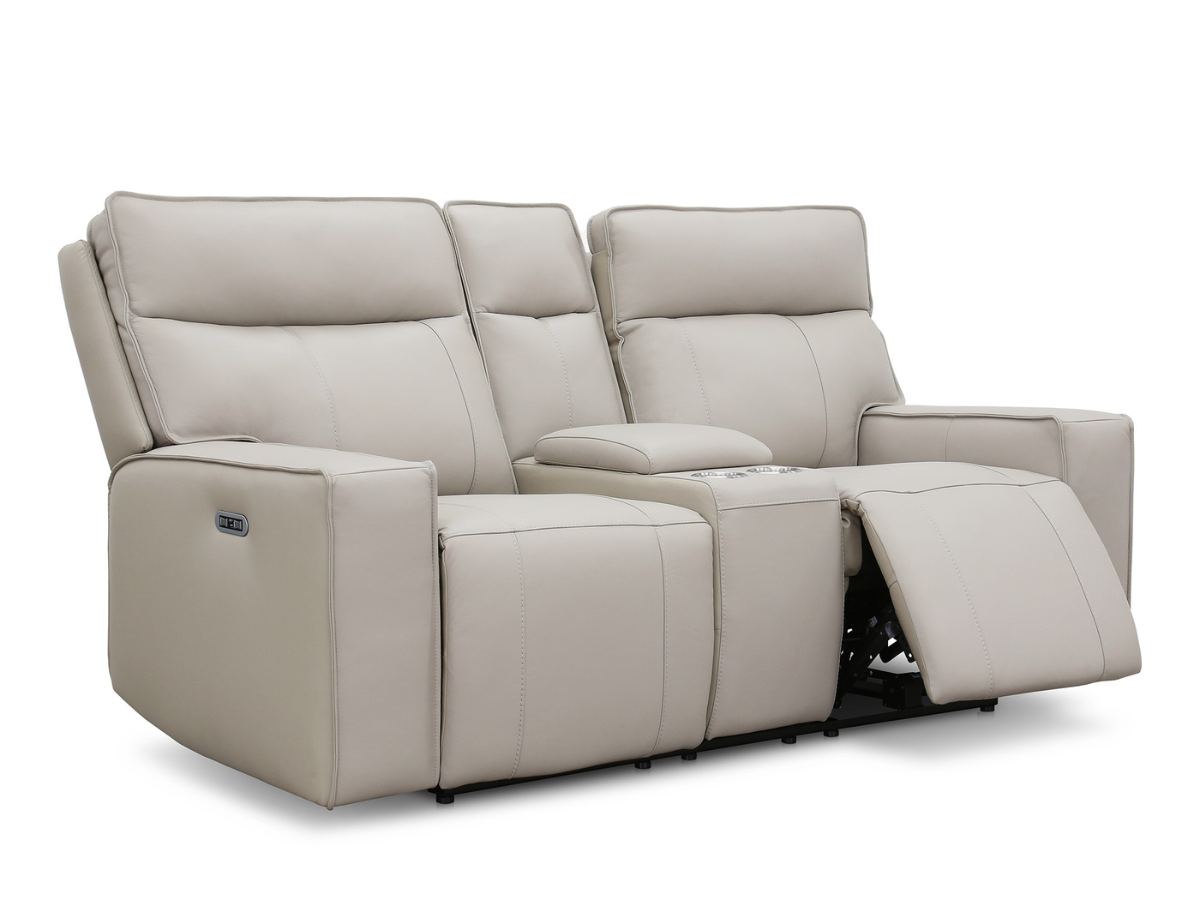 Layton Leather Power Reclining Loveseat - Gray