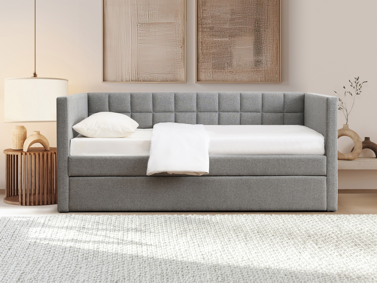 Aveline Upholstered Twin Daybed with Trundle - Gray
