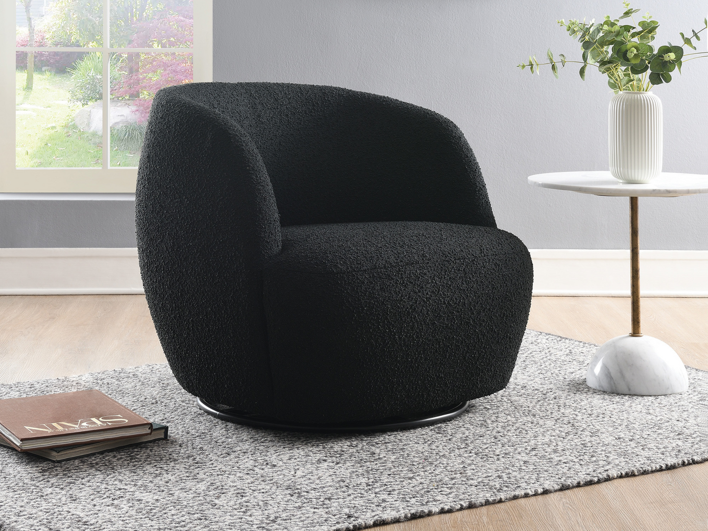 Blair Bouclé Swivel Chair - Black