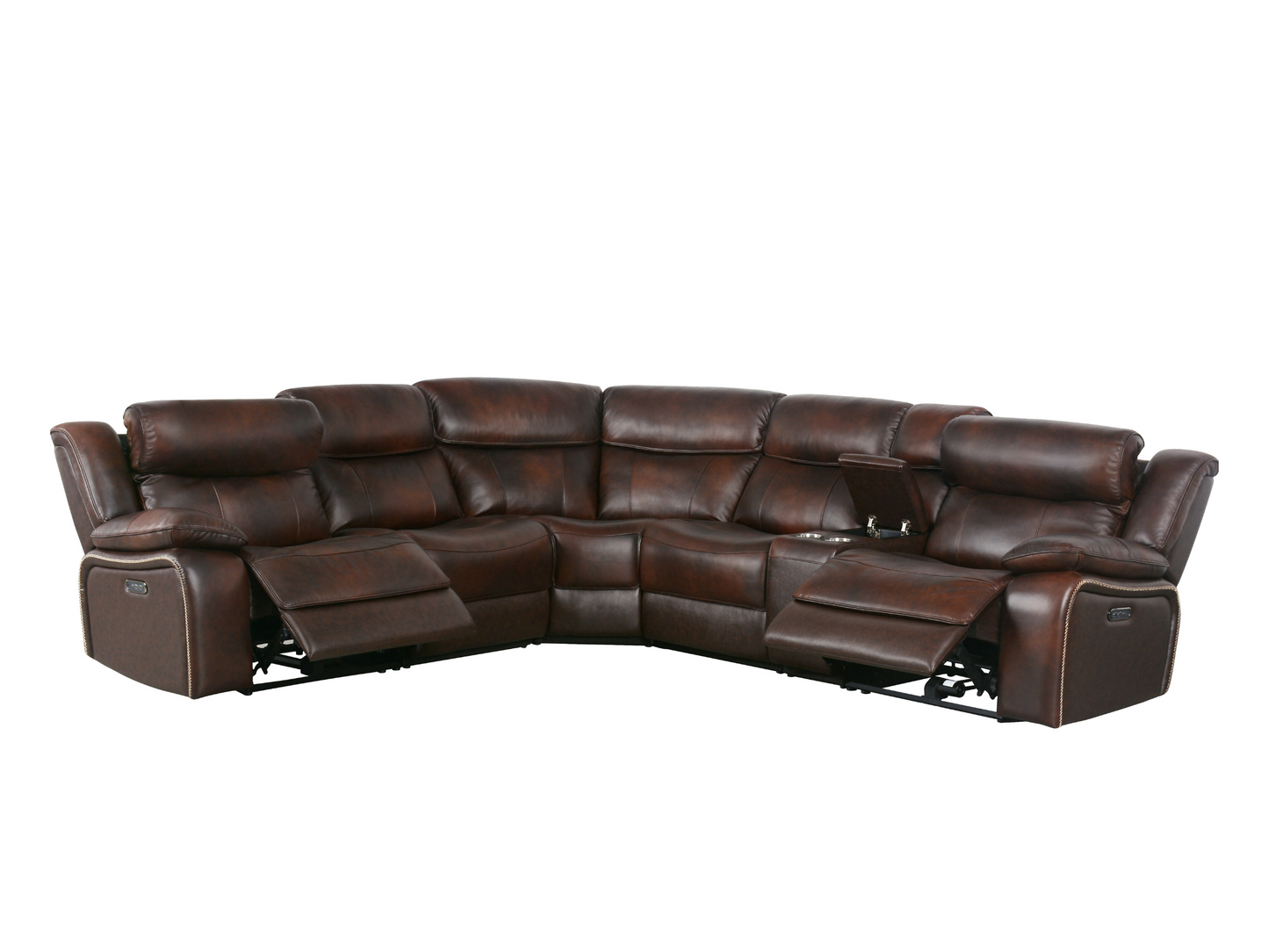 Veneta Top Grain Leather 6-pc Power Reclining Sectional
