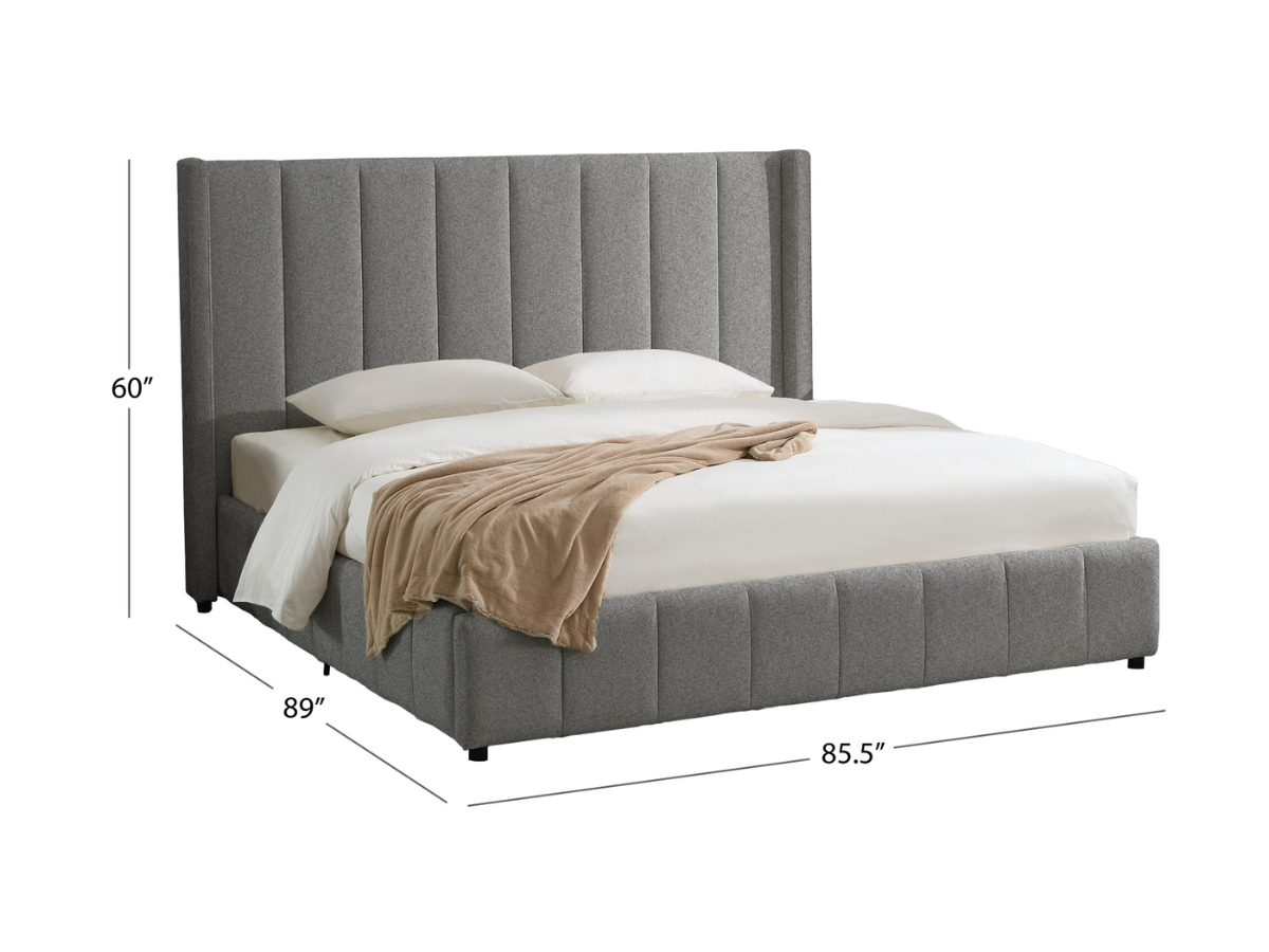 Winnie Channel Bed - Gray - King
