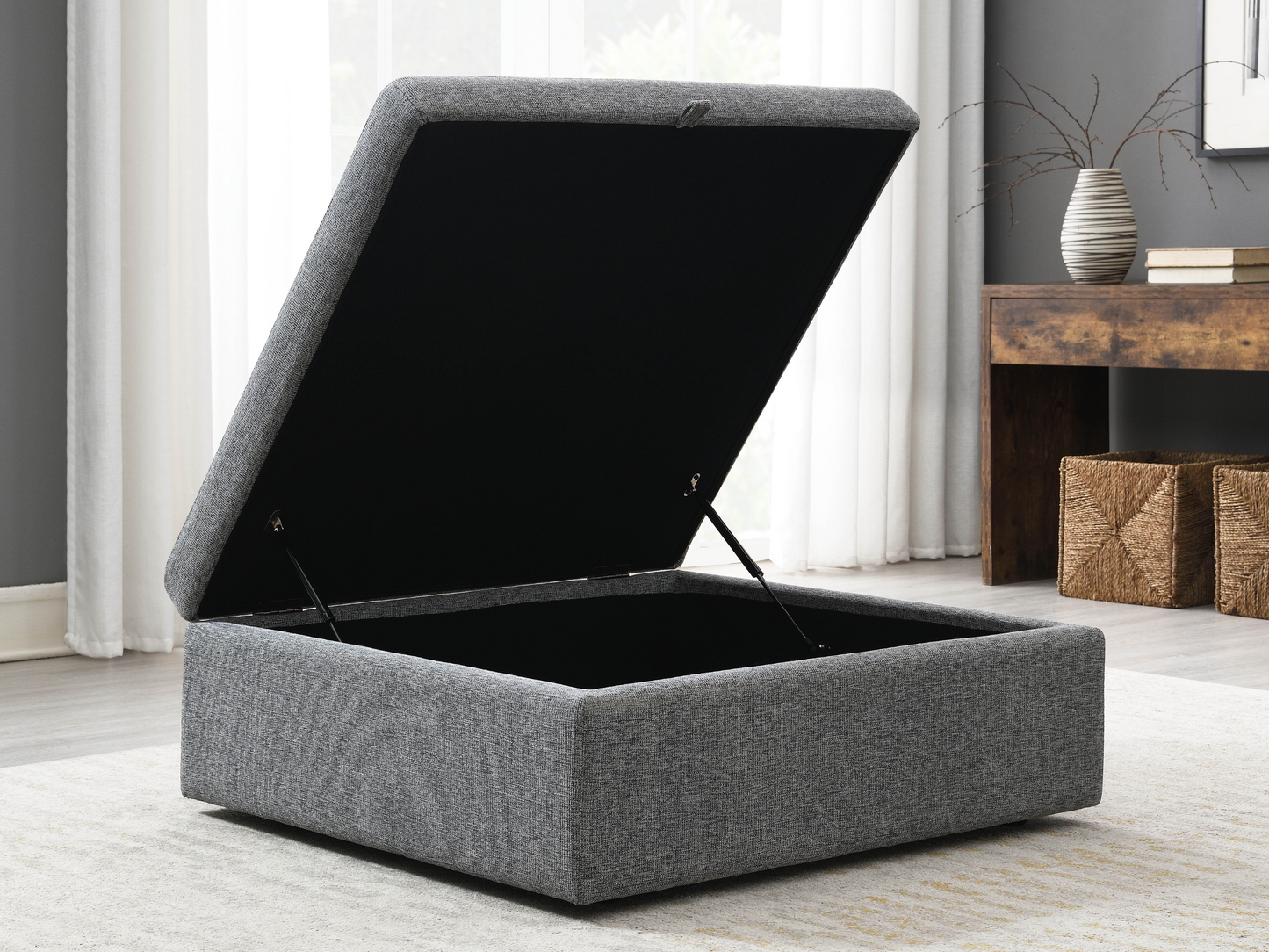 Wren Square Storage Ottoman - Gray