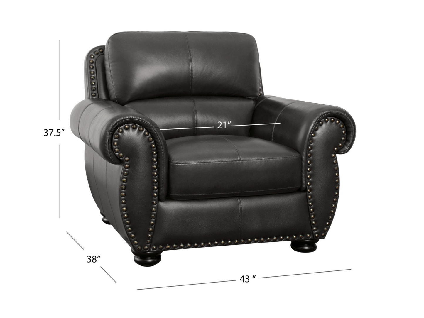 Austin Leather Armchair - Dark Gray