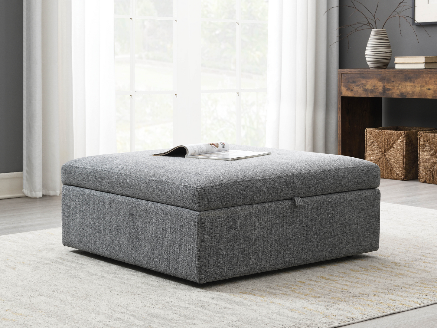 Wren Square Storage Ottoman - Gray