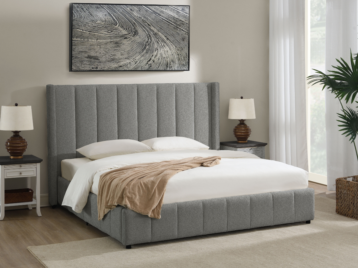 Winnie Channel Bed - Gray - Queen