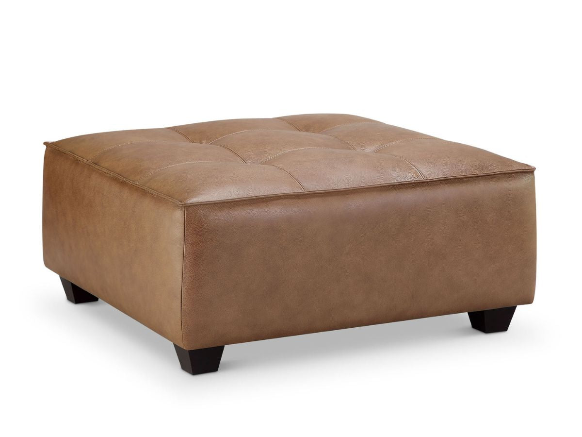Wallingford Top Grain Leather Ottoman, Camel