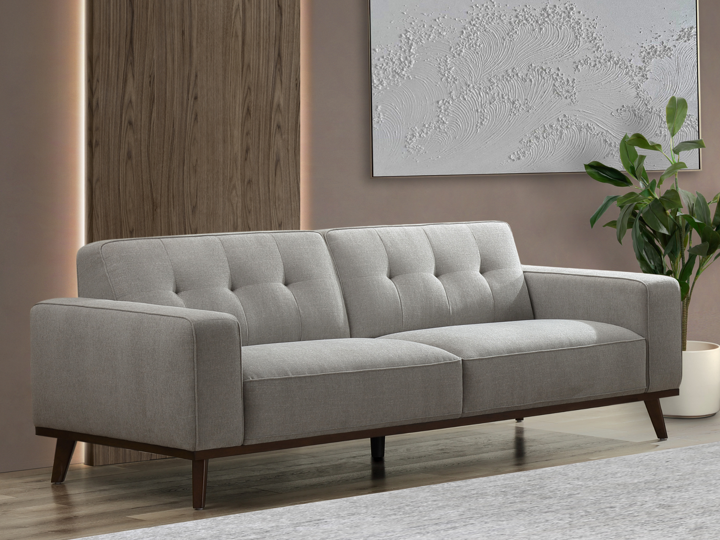 Vicenza Mid-Century Upholstered Sofa - Gray