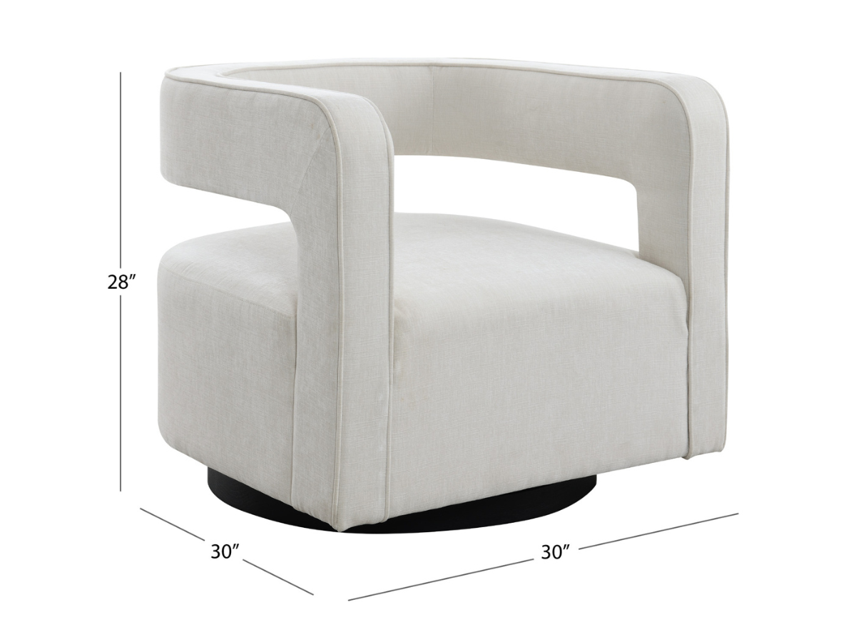 Lunar Stain-Resistant Fabric Swivel Chair - Cream