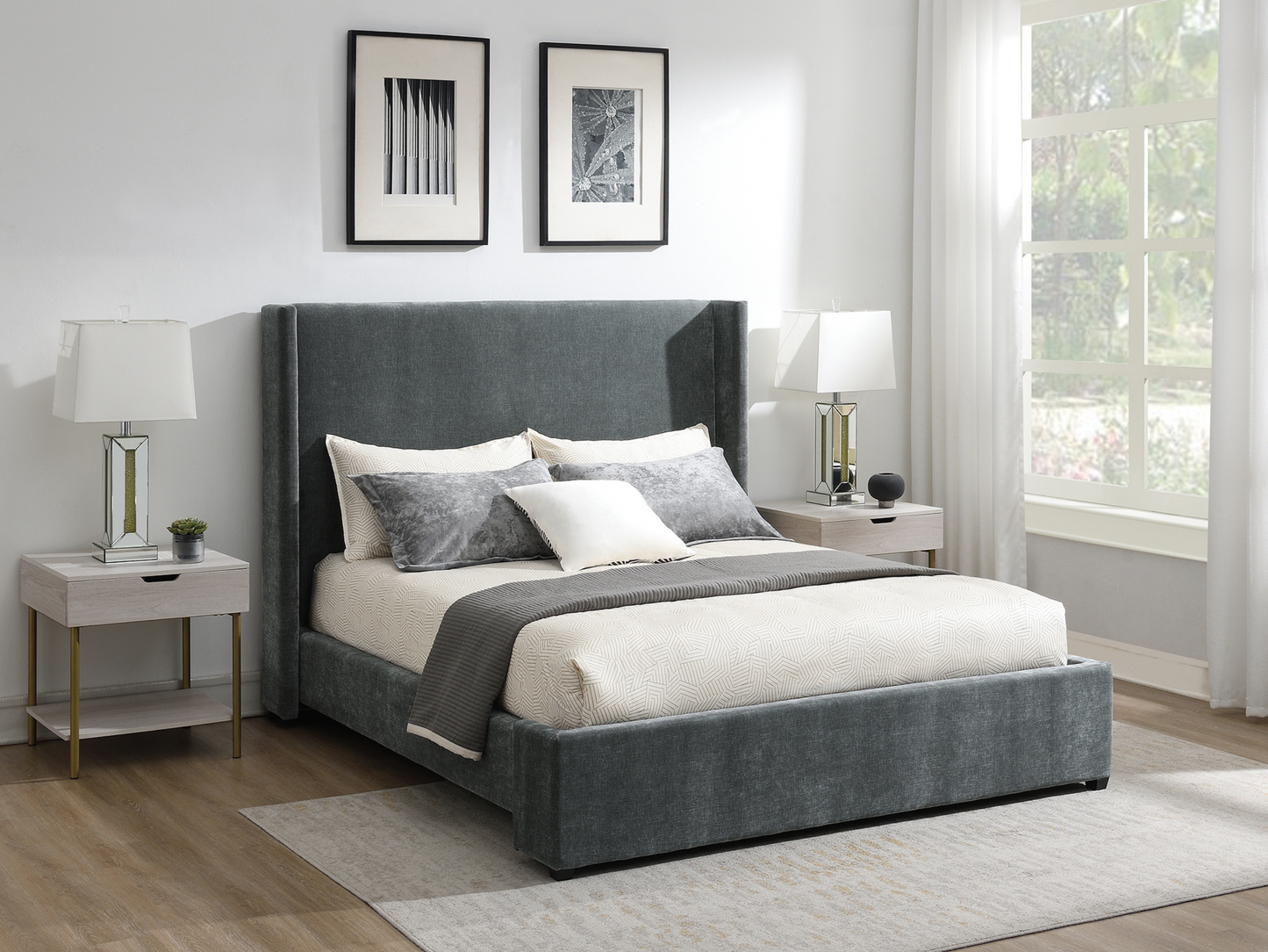 Lennon Upholstered Bed - Charcoal - King