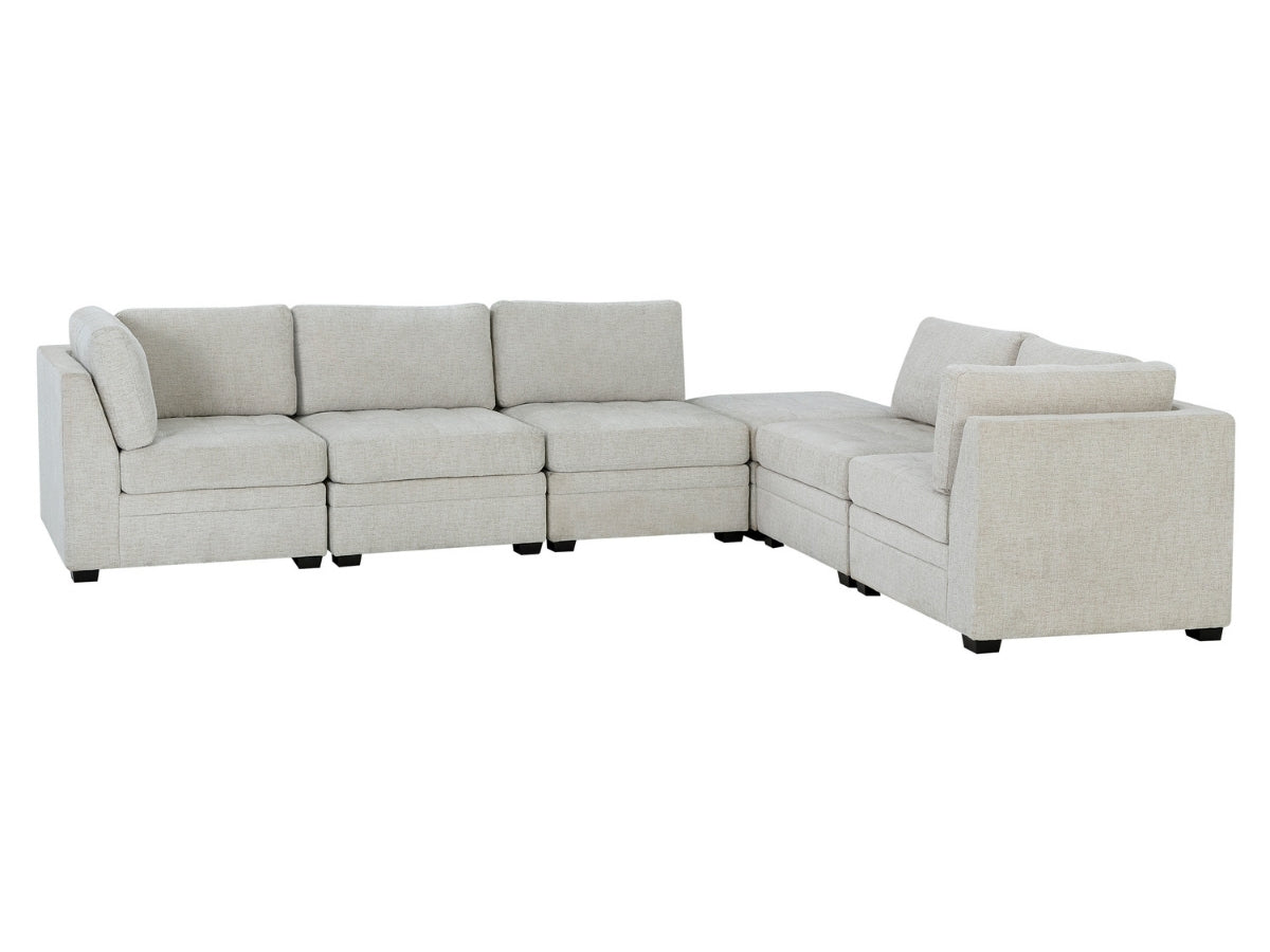 Nixon Fabric 6 Piece Modular Sectional Set - Cream