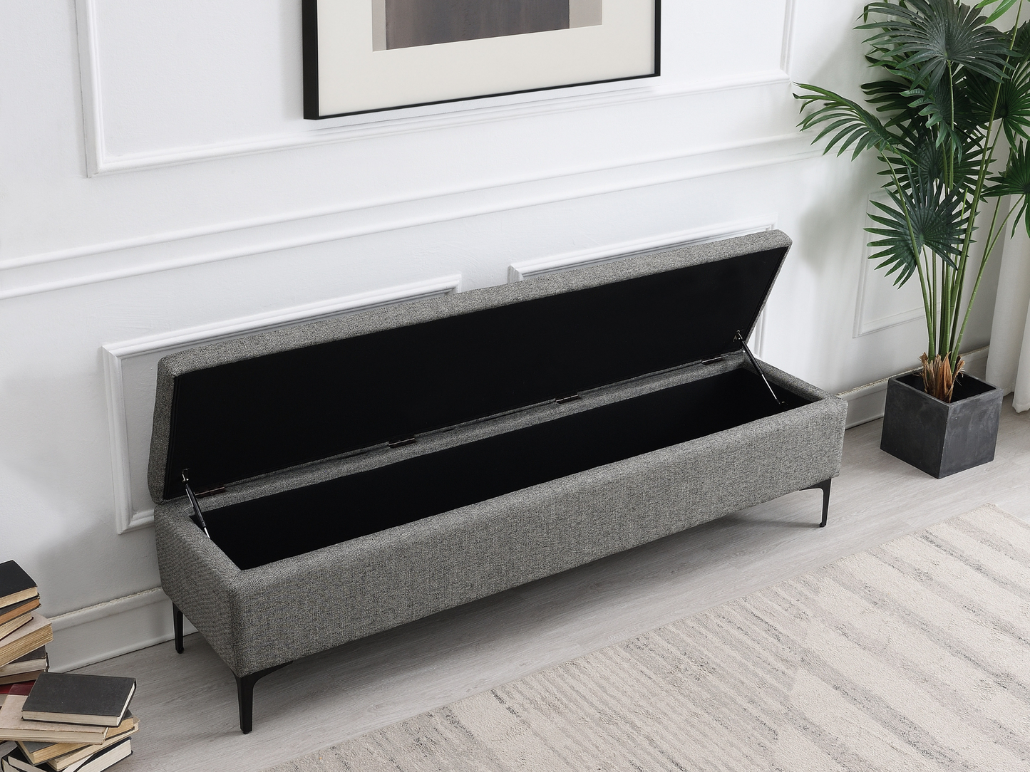 Evella Upholstered Storage Bench - Gray - King