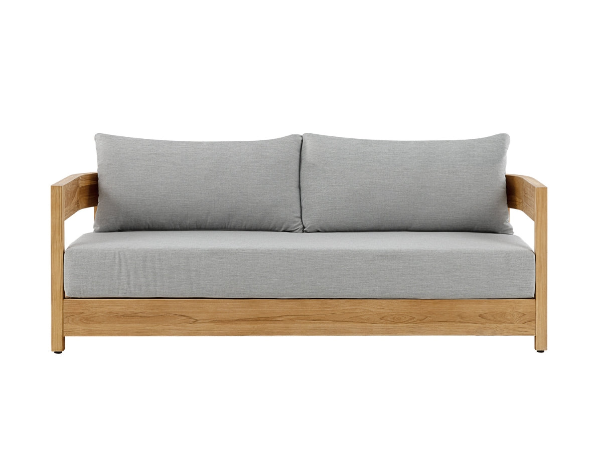 Santino® Outdoor Sofa & Coffee Table Collection - Gray Fabric with Teak Frame