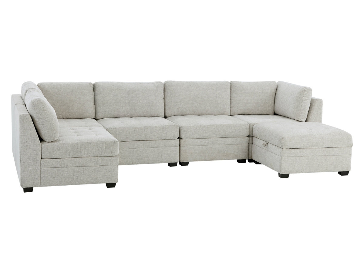 Nixon Fabric 6 Piece Modular Sectional Set - Cream