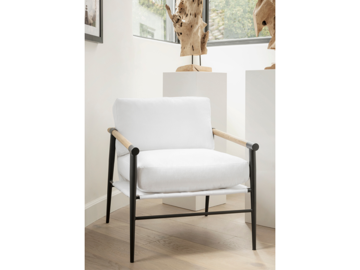 Parker Stain-Resistant Fabric Armchair - Ivory