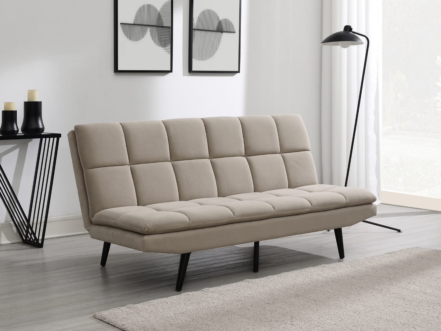 Jaden Convertible Fabric Sofa - Beige