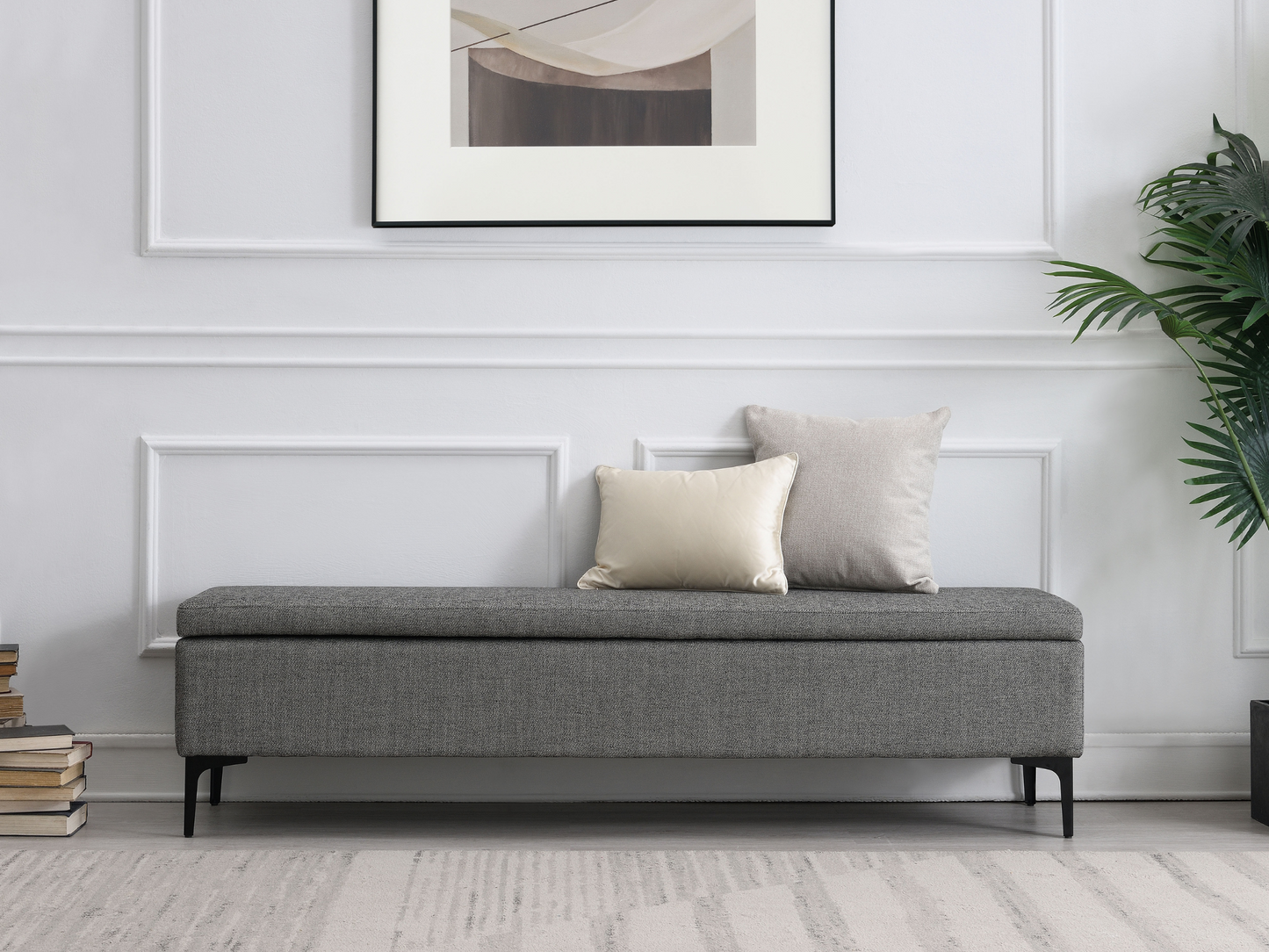 Evella Upholstered Storage Bench - Gray - King