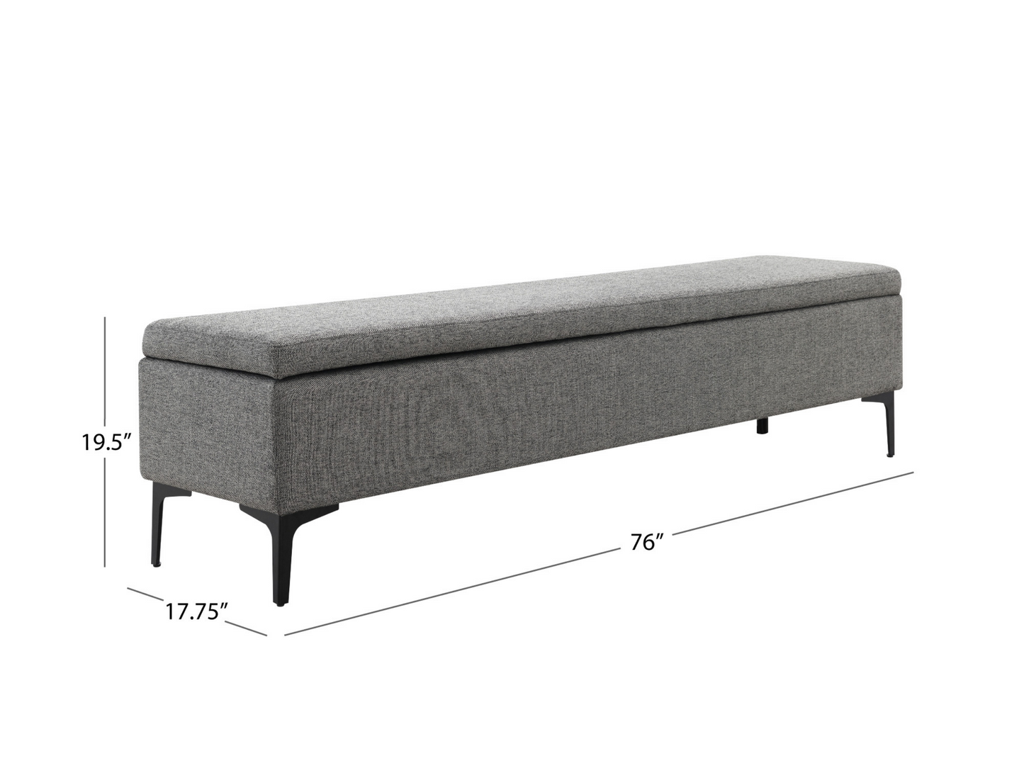 Evella Upholstered Storage Bench - Gray - King