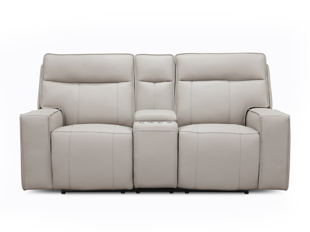 Layton Leather Power Reclining Loveseat - Gray