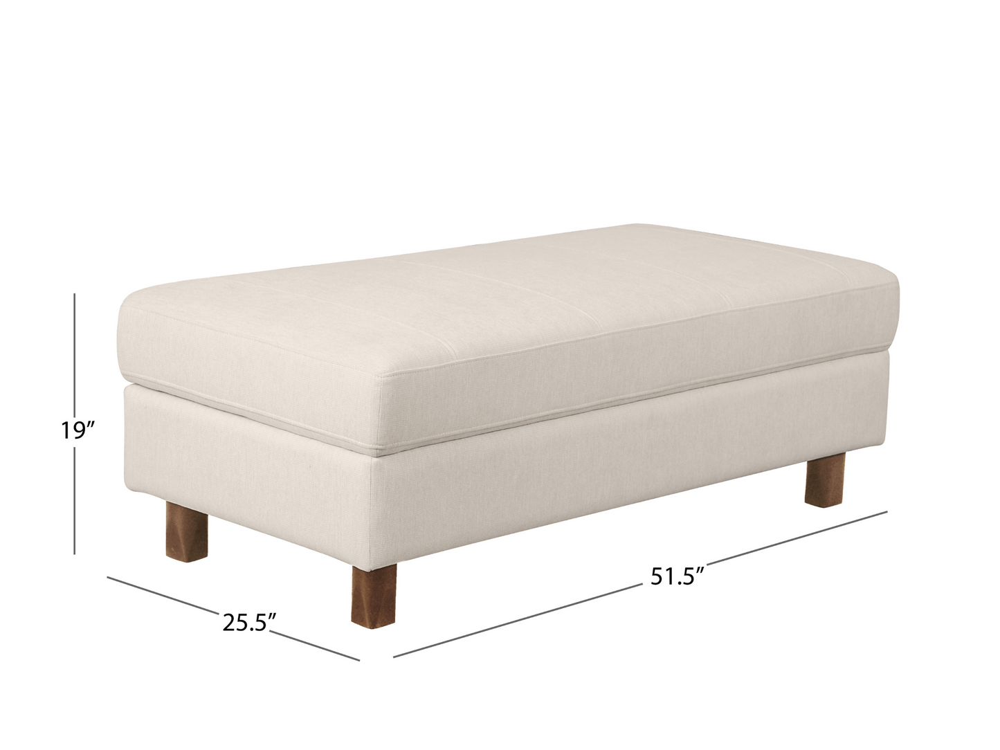 Berkeley Fabric Storage Ottoman - Cream