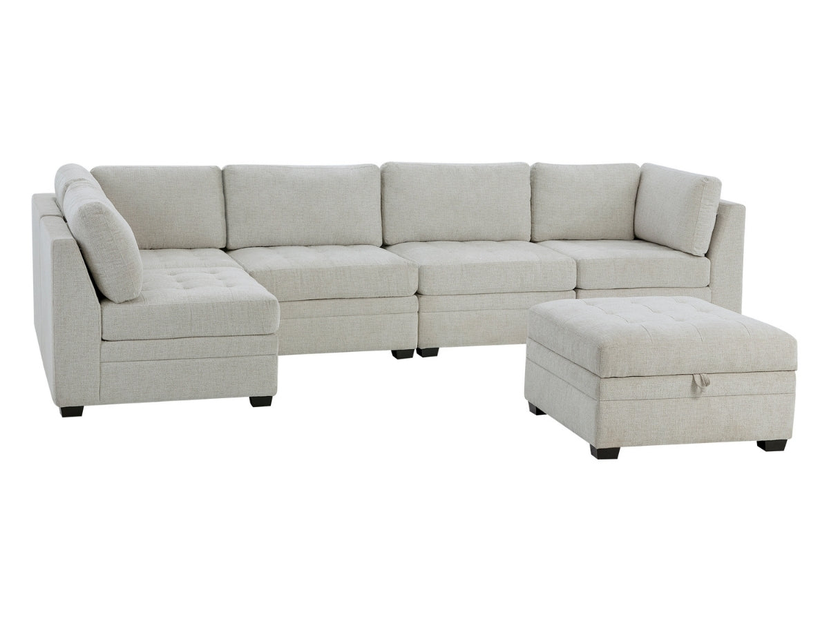 Nixon Fabric 6 Piece Modular Sectional Set - Cream