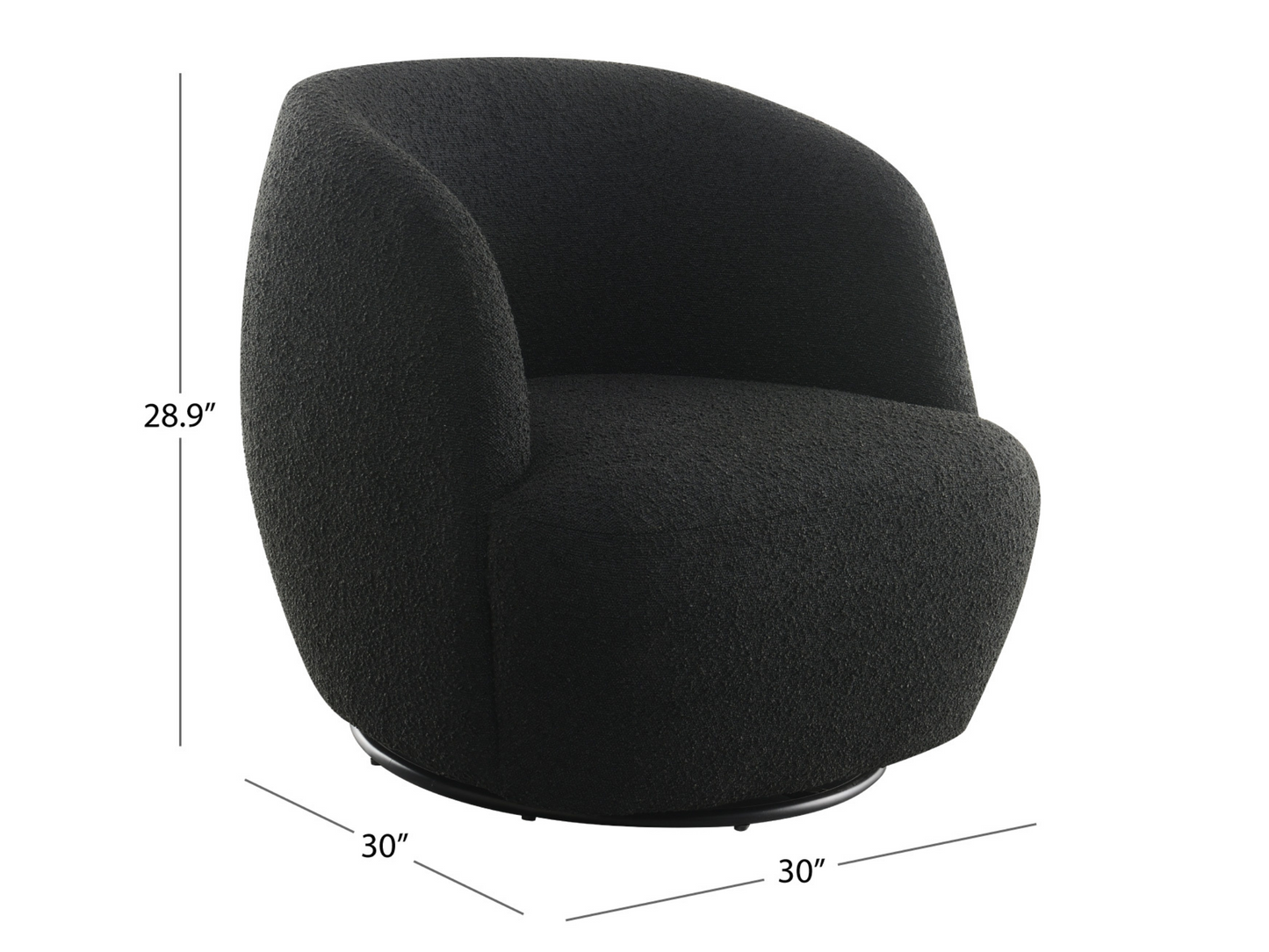 Blair Bouclé Swivel Chair - Black