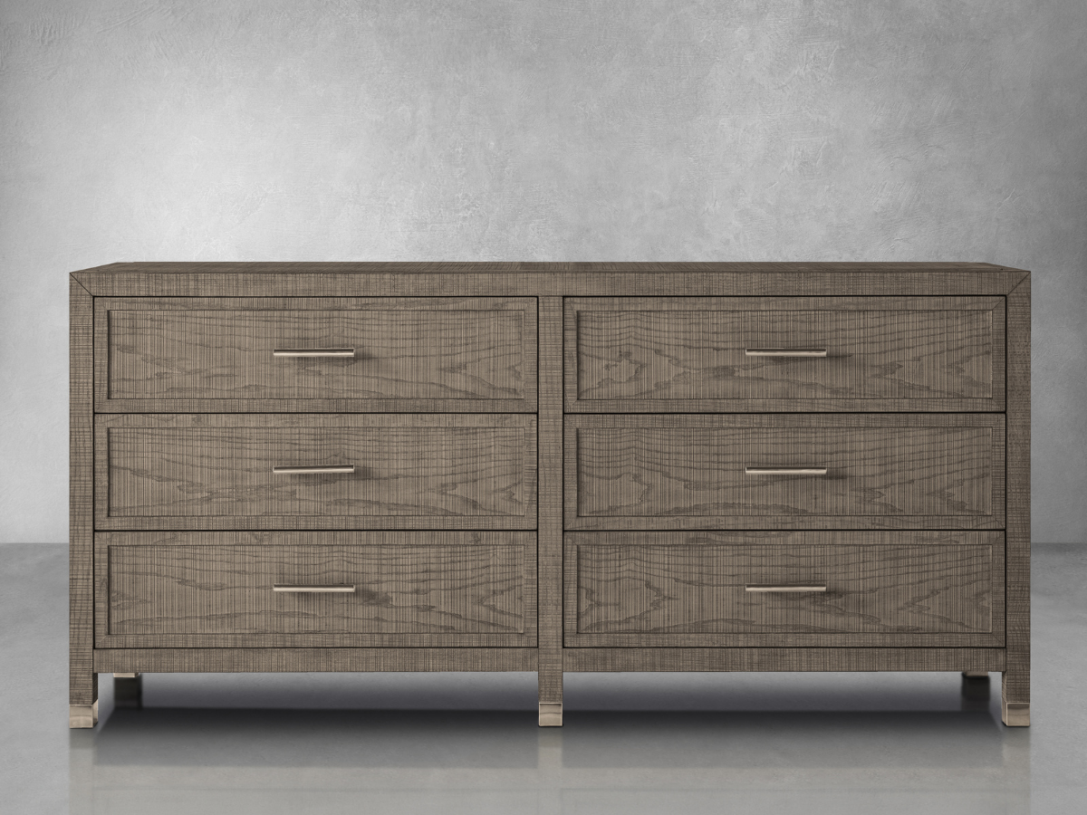 Bacara Modern Classic Wood Brushed 6-Drawer Dresser 72' - Gray