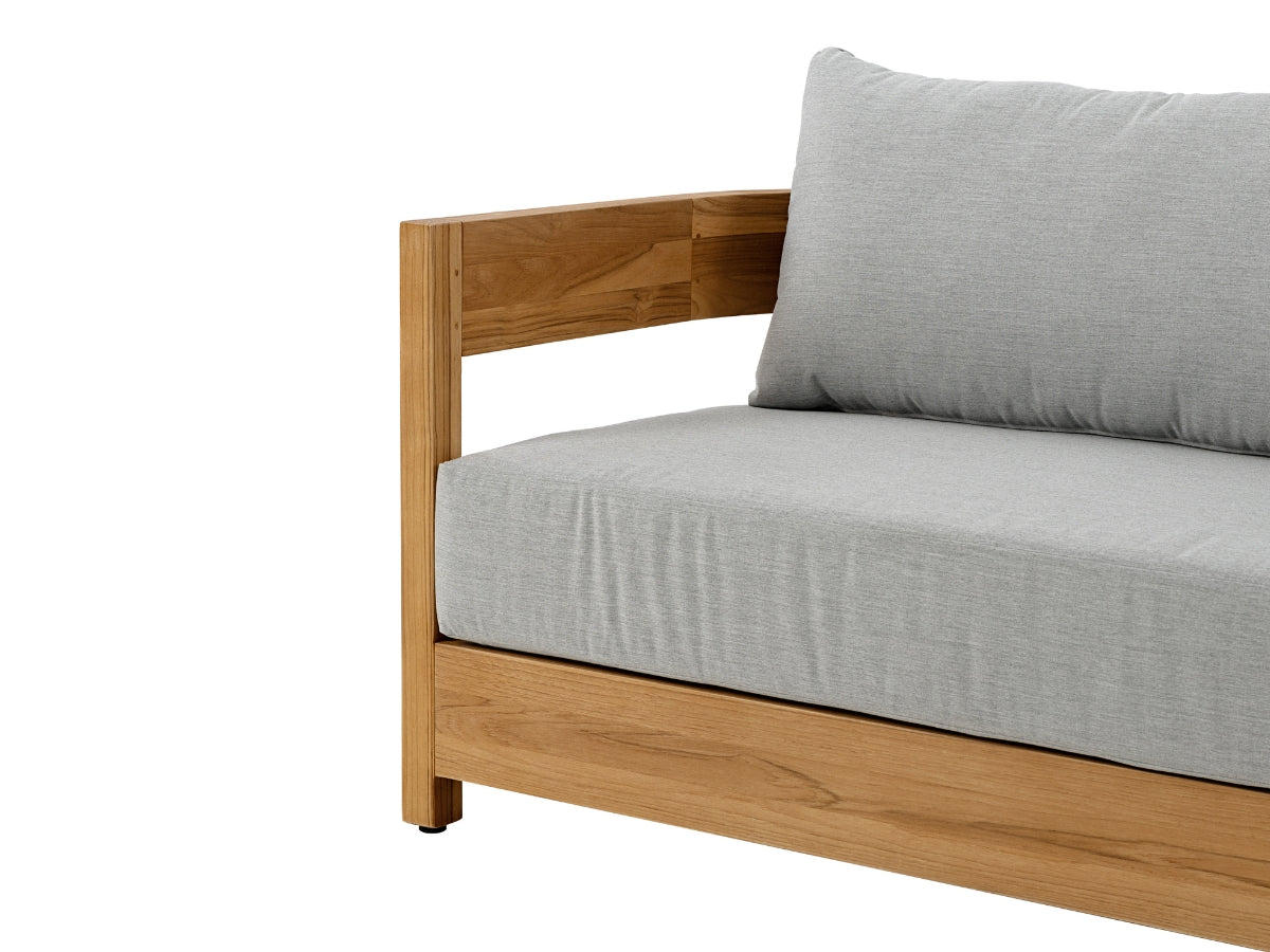Santino® Outdoor Sofa & Coffee Table Collection - Gray Fabric with Teak Frame