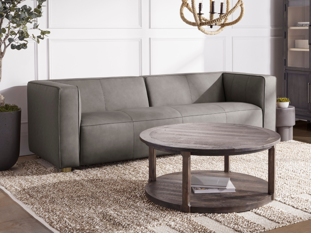 JoJo Fletcher Matteo Nubuck Leather Sofa - Gray