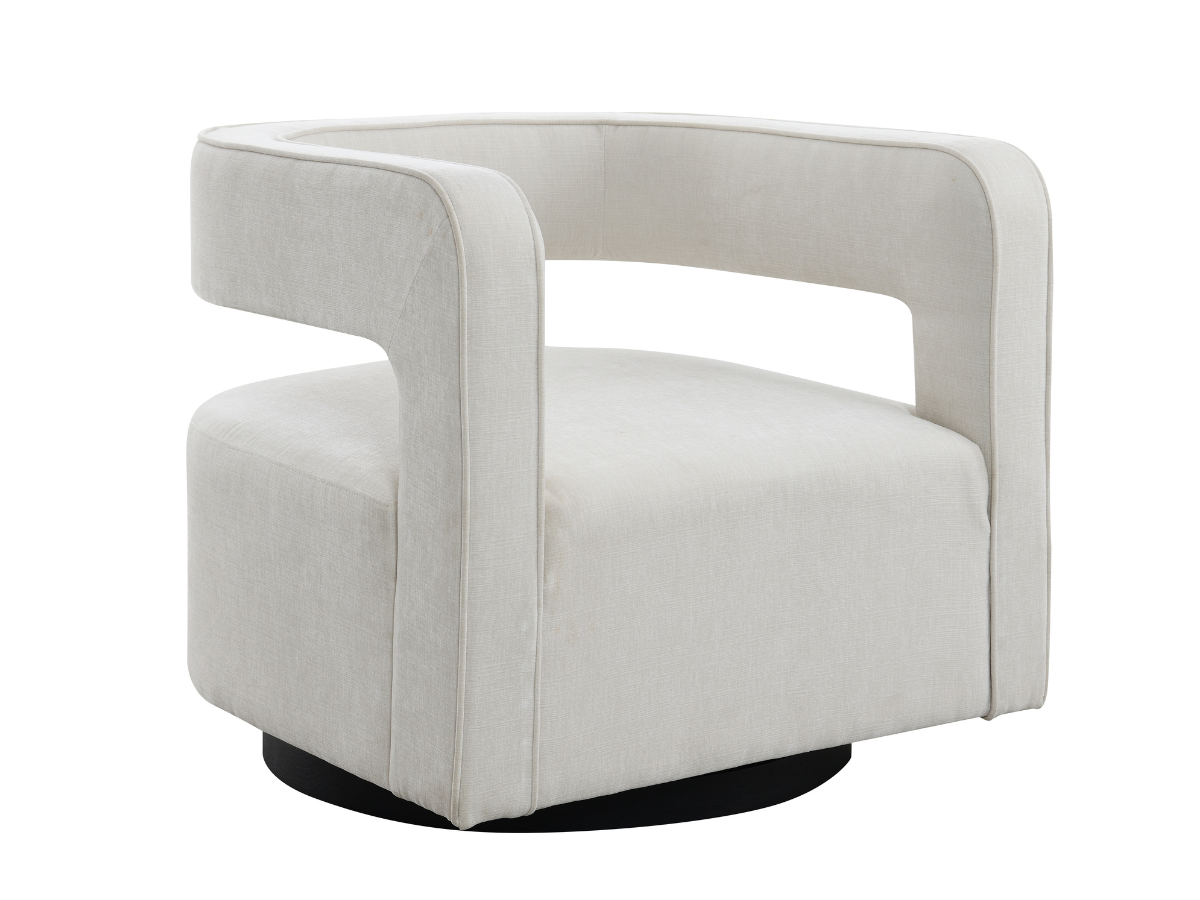 Lunar Stain-Resistant Fabric Swivel Chair - Cream