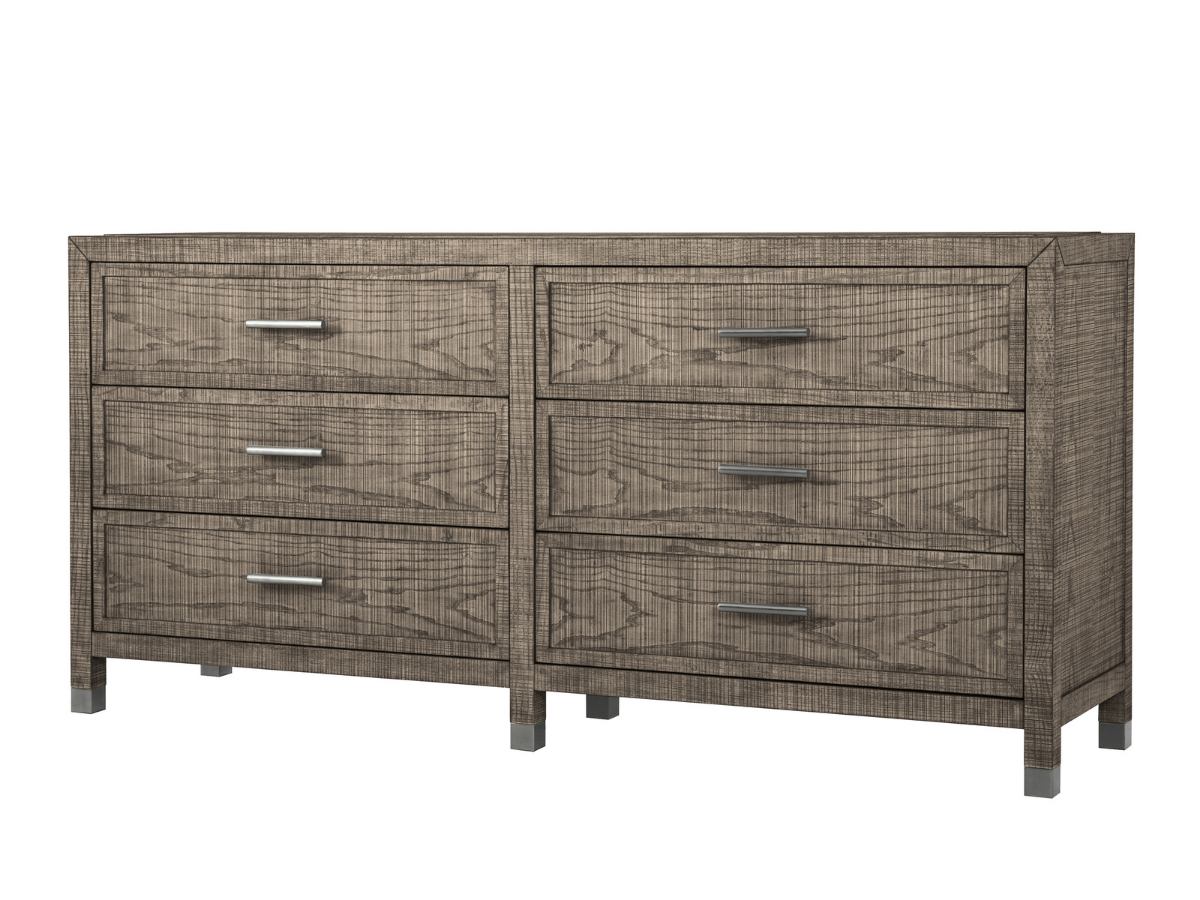 Bacara Modern Classic Wood Brushed 6-Drawer Dresser 72' - Gray