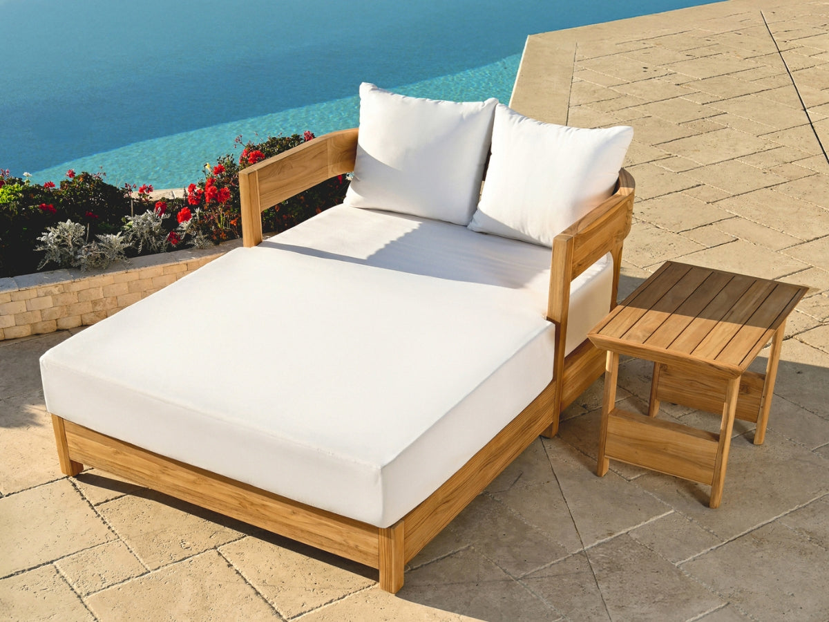 Santino® Outdoor Daybed - White Fabric with Teak Frame