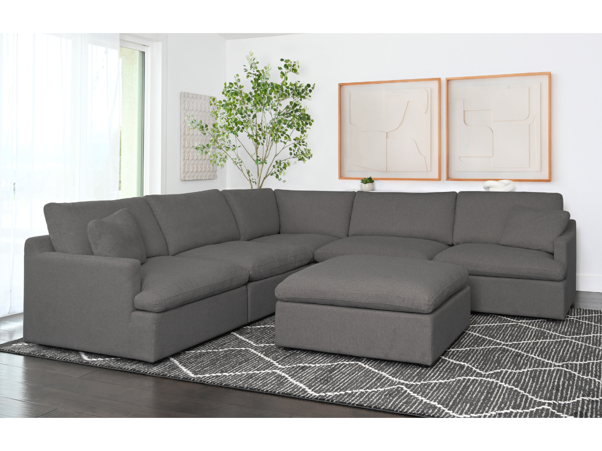 Capri Feather and Down 6-pc Modular Sectional - Gray