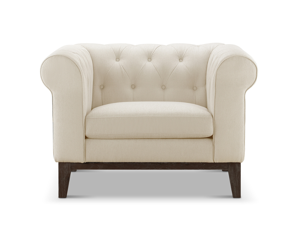Gwen Stain Resistant Fabric Chesterfield Chair - Ivory