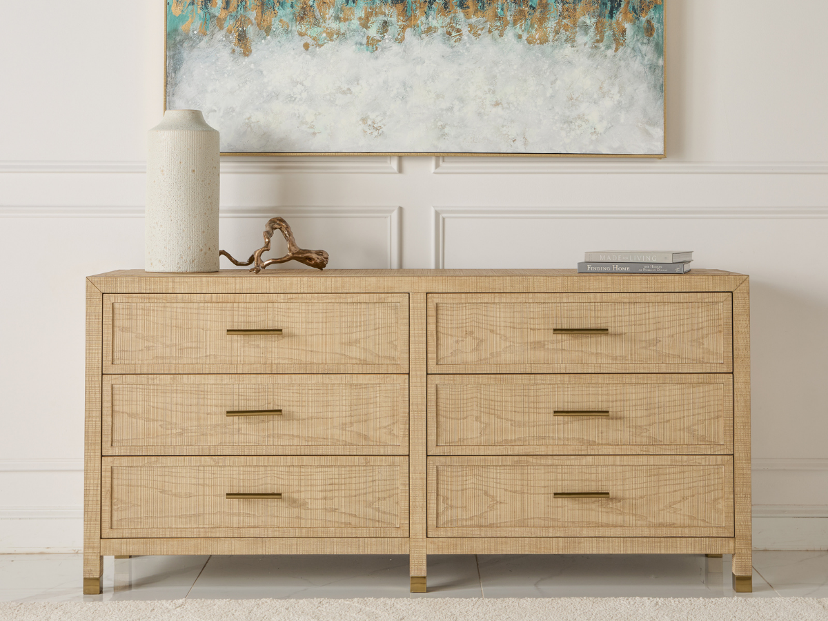 Bacara Modern Classic Wood Brushed 6-Drawer Dresser 72' - Natural