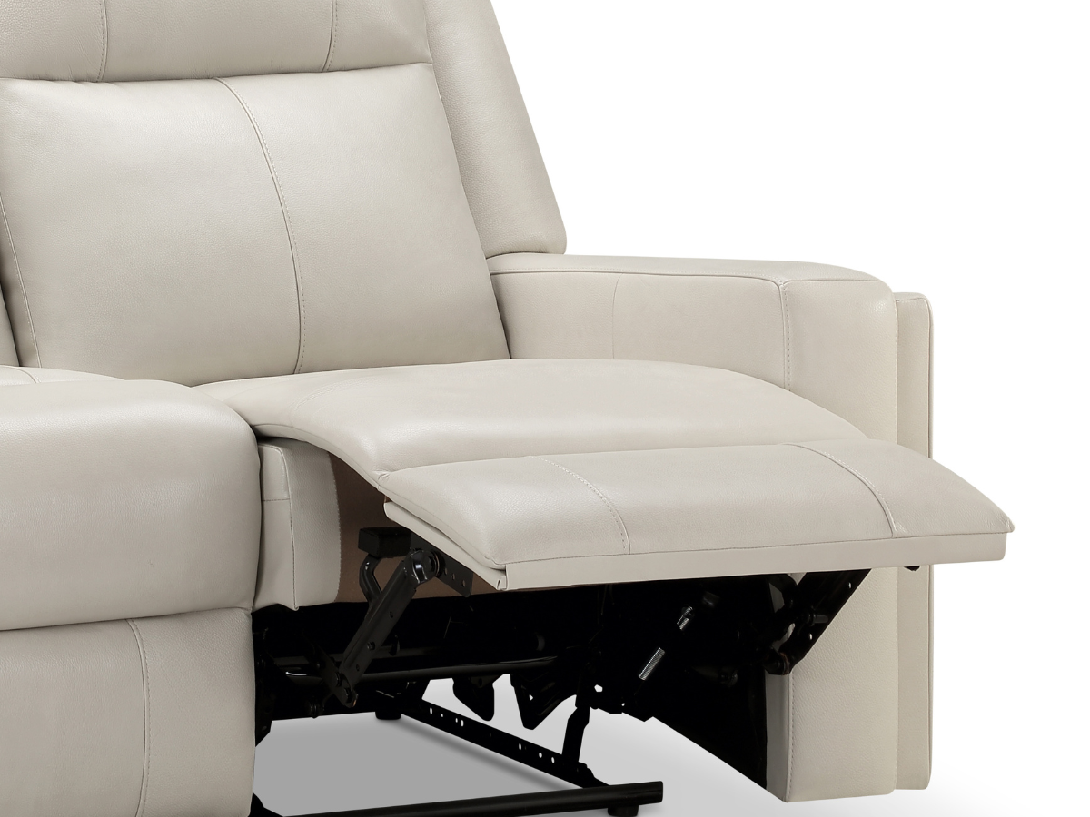 Rhodes Top-Grain Leather Manual Reclining Sofa - Ivory