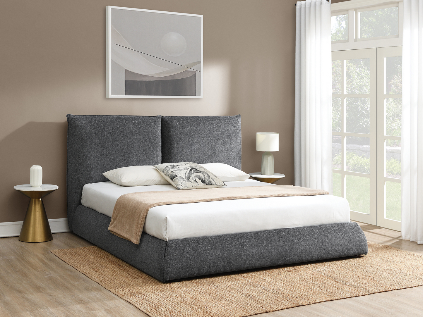Elsen Upholstered Bed - Charcoal - King