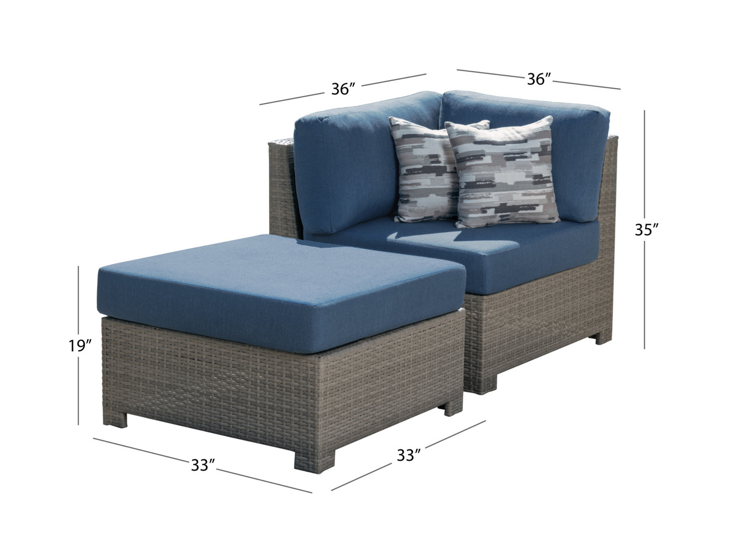 Belmont™ Modular Sectional Corner Chair + Ottoman Set - Blue