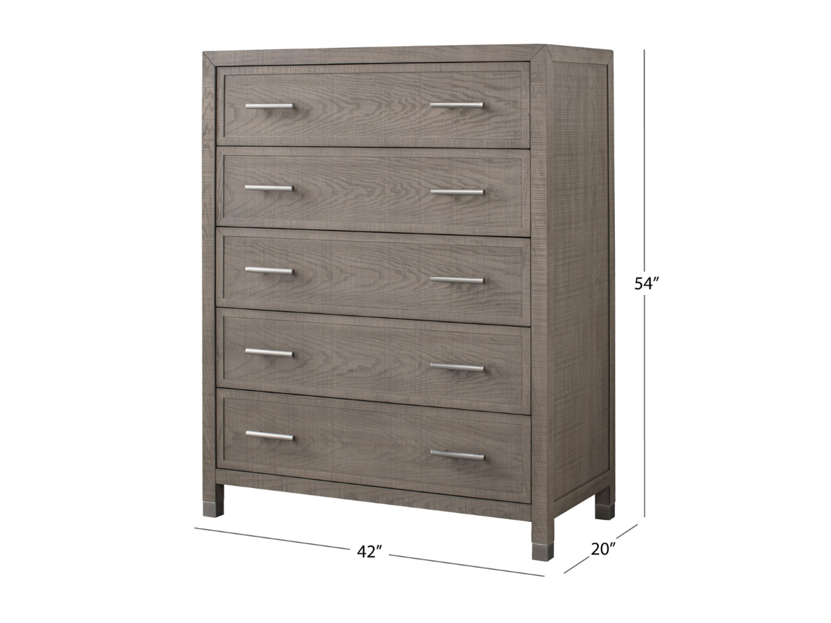 Bacara Modern Classic Wood Brushed 5-Drawer Chest 42' - Natural