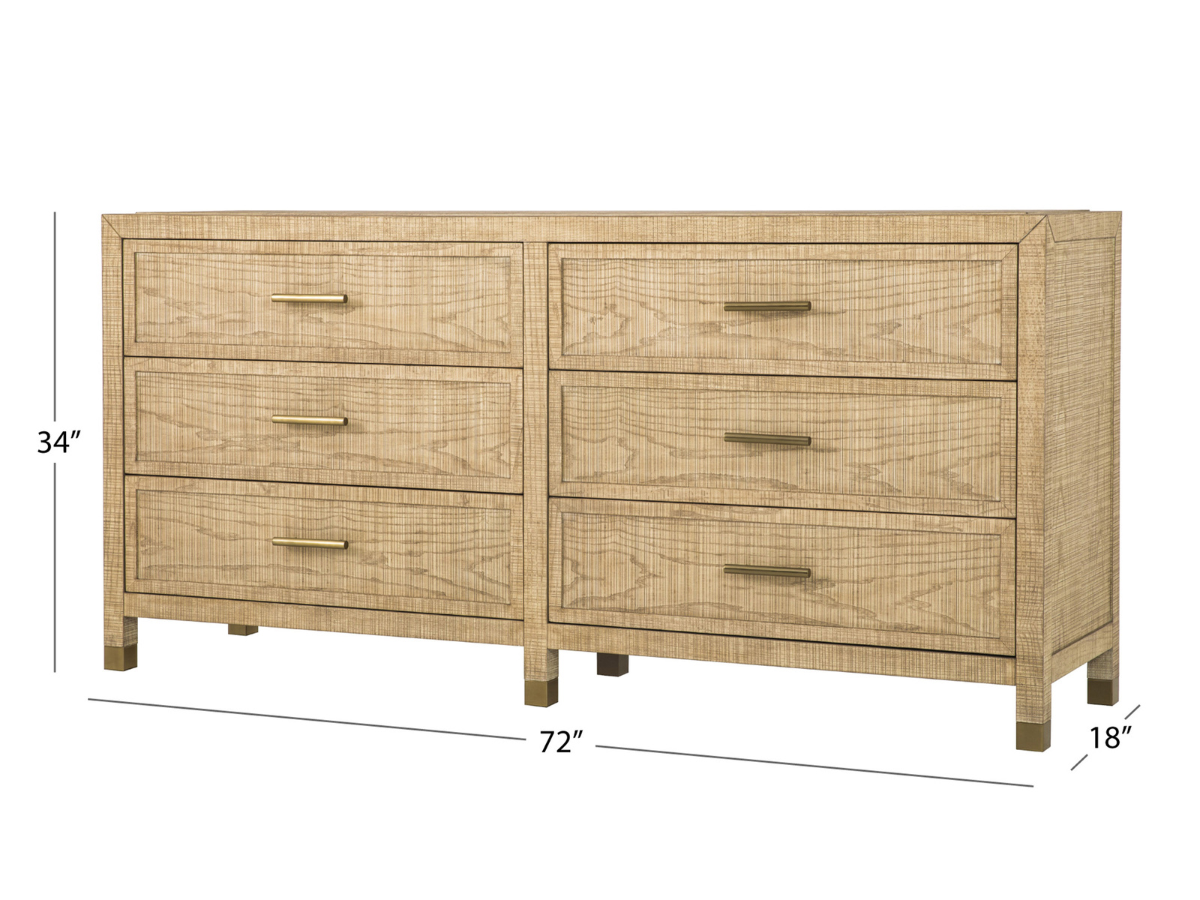 Bacara Modern Classic Wood Brushed 6-Drawer Dresser 72' - Natural