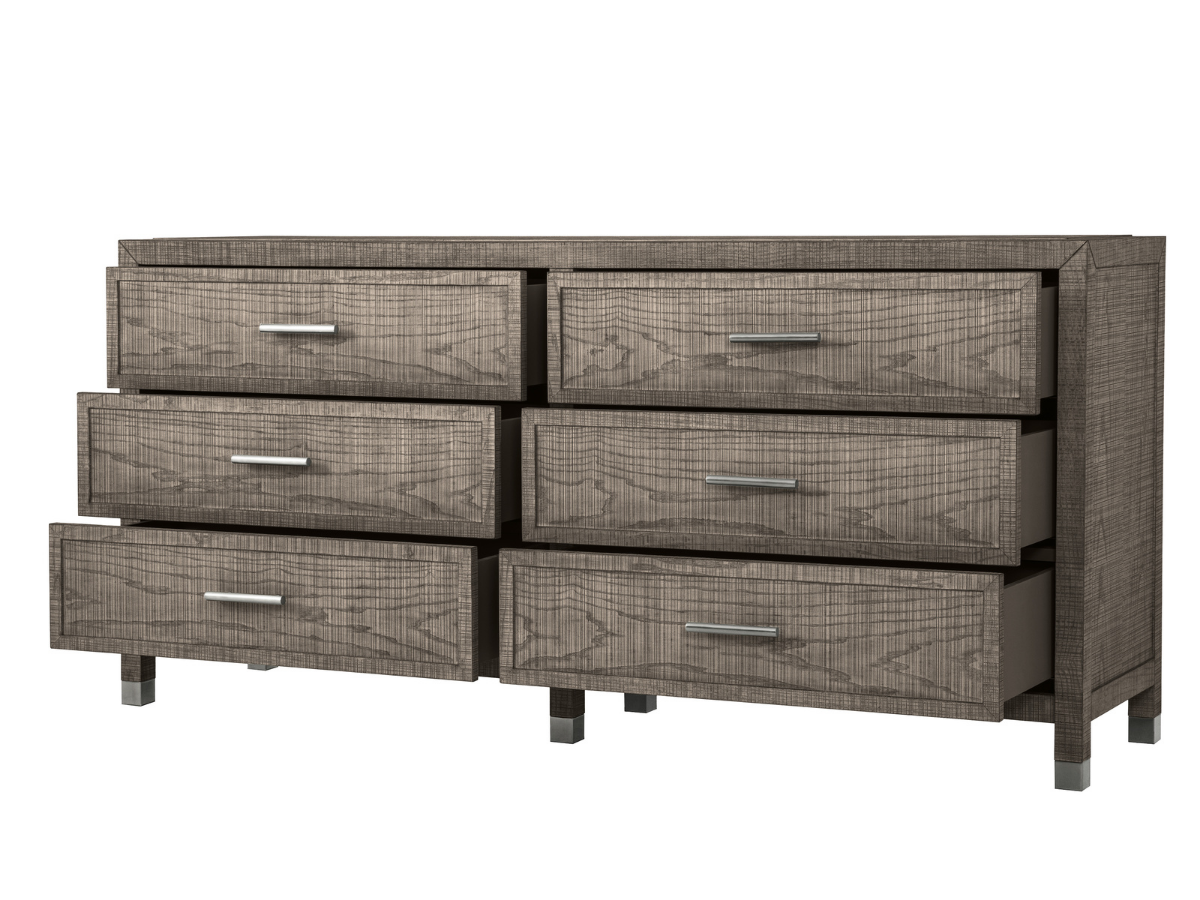 Bacara Modern Classic Wood Brushed 6-Drawer Dresser 72' - Gray
