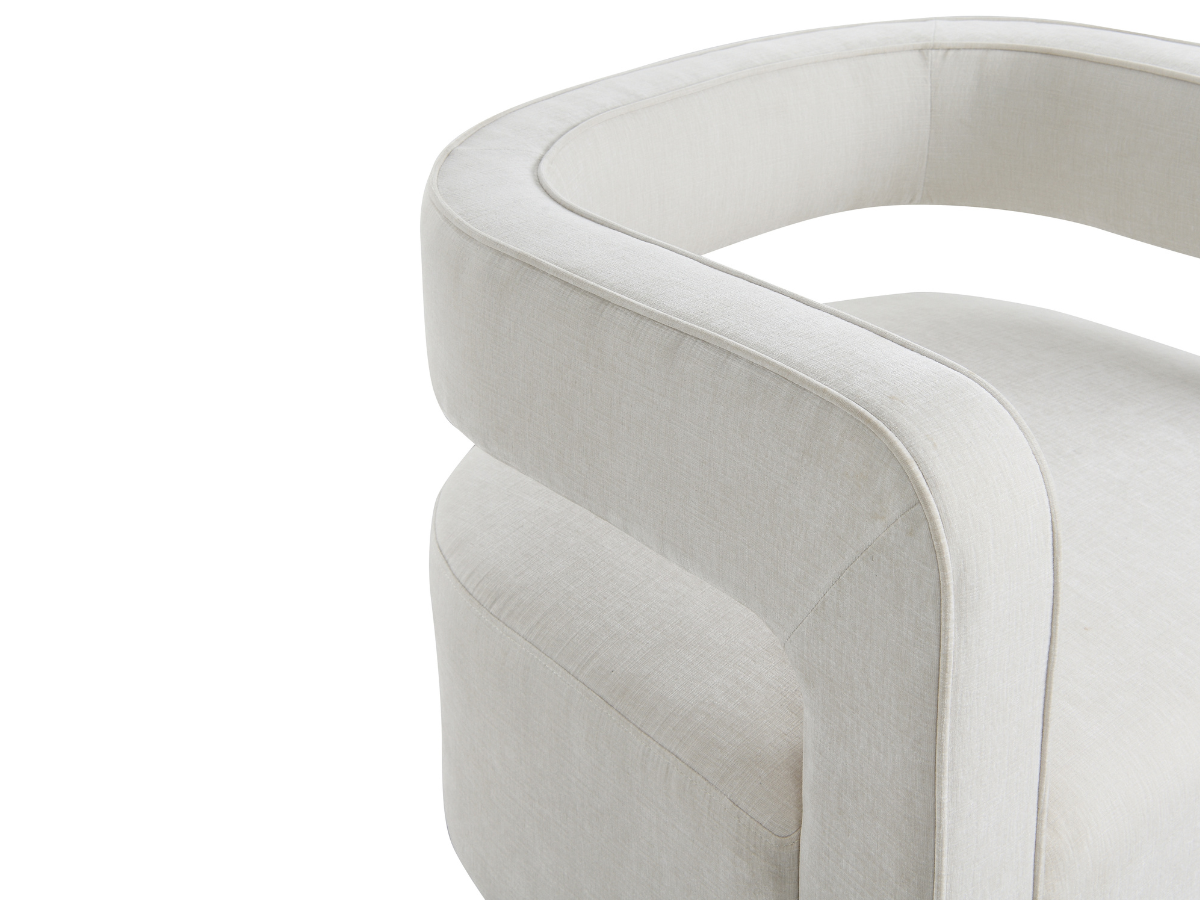 Lunar Stain-Resistant Fabric Swivel Chair - Cream