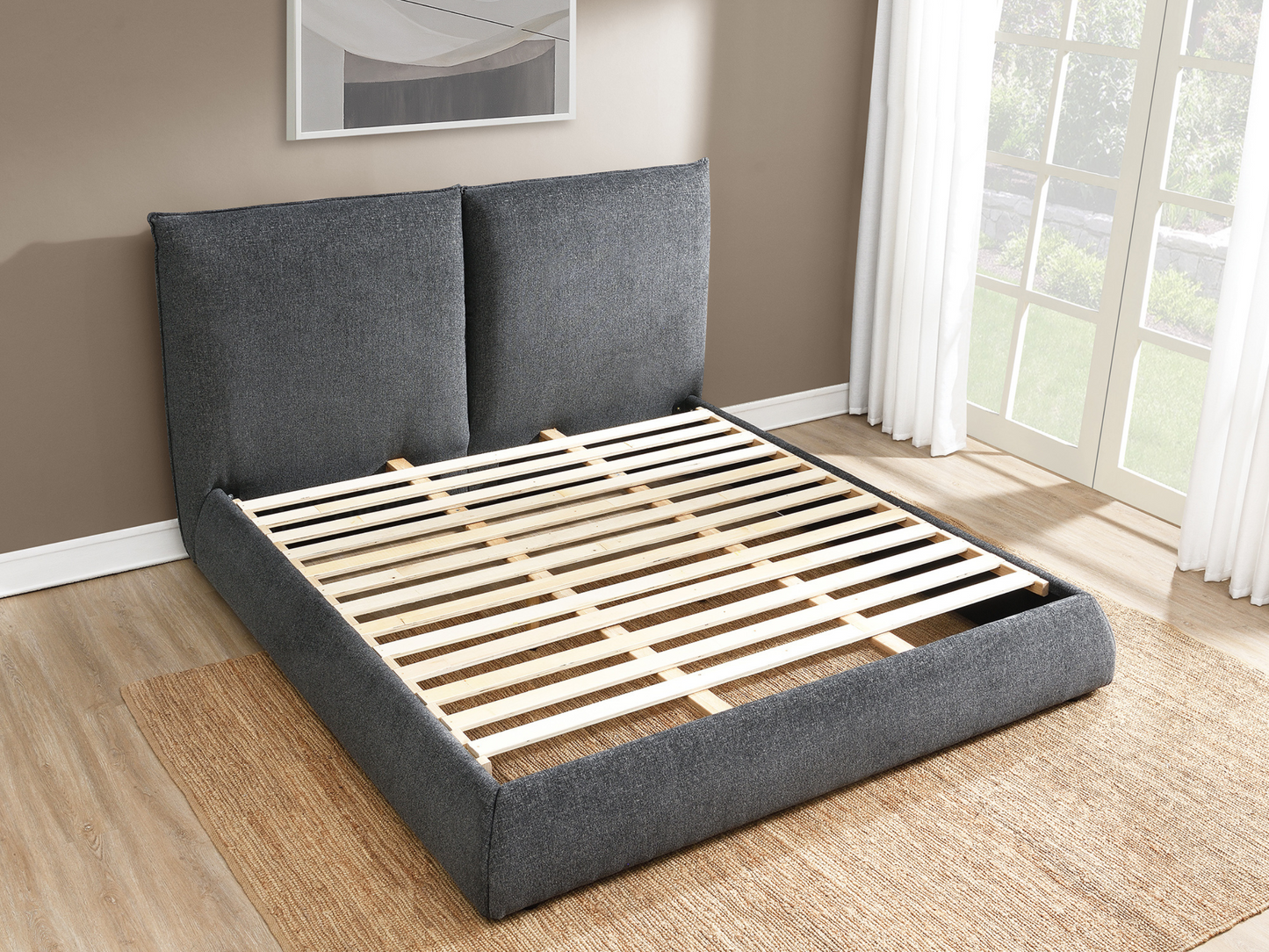 Elsen Upholstered Bed - Charcoal - King