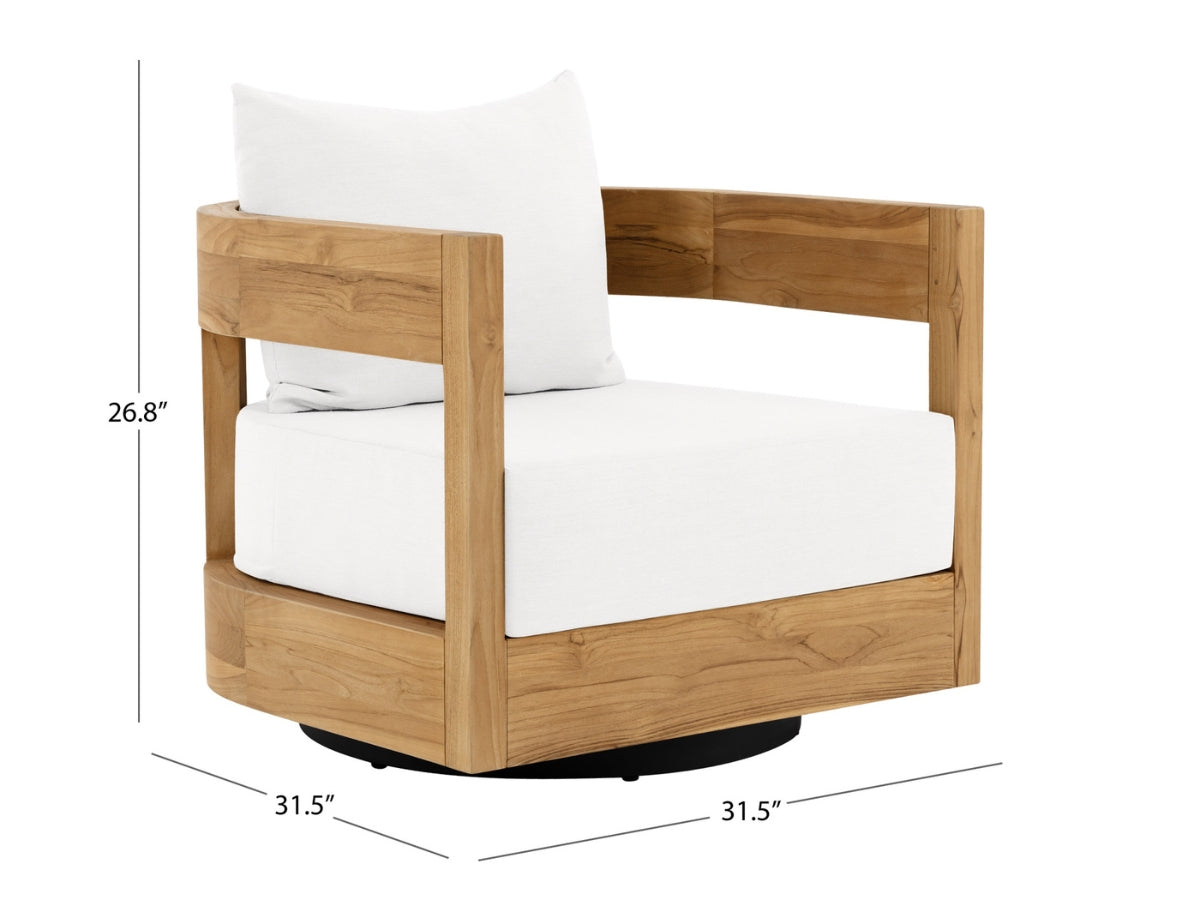 Santino® Outdoor Sofa & Swivel Rocking Chairs Collection - White Fabric with Teak Frame