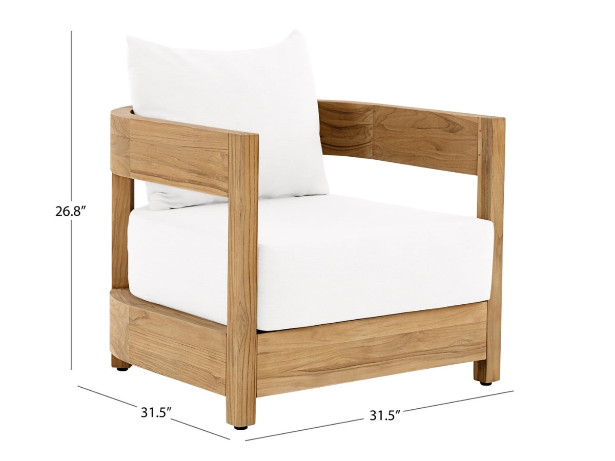 Santino® Outdoor 4-Piece Seating Set - White Fabric with Teak Frame