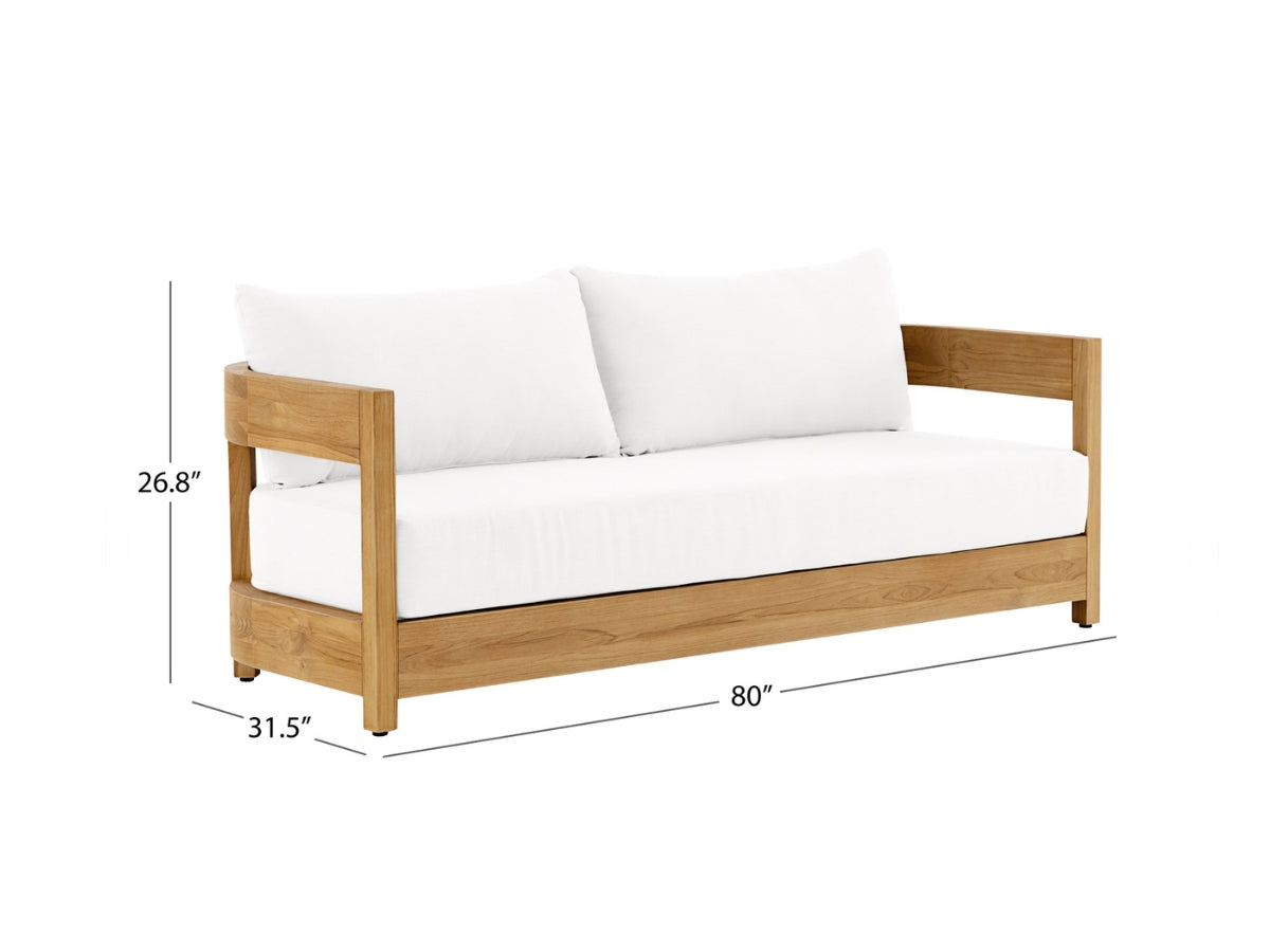 Santino® Outdoor Sofa & Swivel Rocking Chairs Collection - White Fabric with Teak Frame
