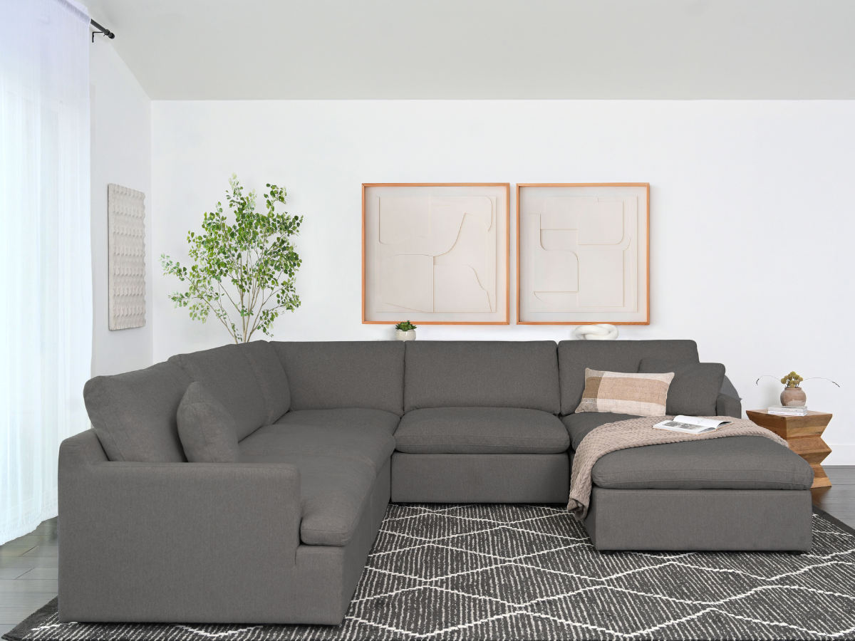 Capri Feather and Down 6-pc Modular Sectional - Gray